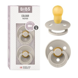 BIBS Pacifiers Colour Collection | Natural Rubber Baby Pacifier | Round Nipple | Set of 2 BPA-Free Soothers | Made in Denmark | 0+ Months (Pack of 2) | Sand