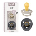 BIBS Pacifiers Colour Collection | Natural Rubber Baby Pacifier | Set of 2 BPA-Free Soothers | Made in Denmark | 0+ Months (Pack of 2) | Sand/Iron