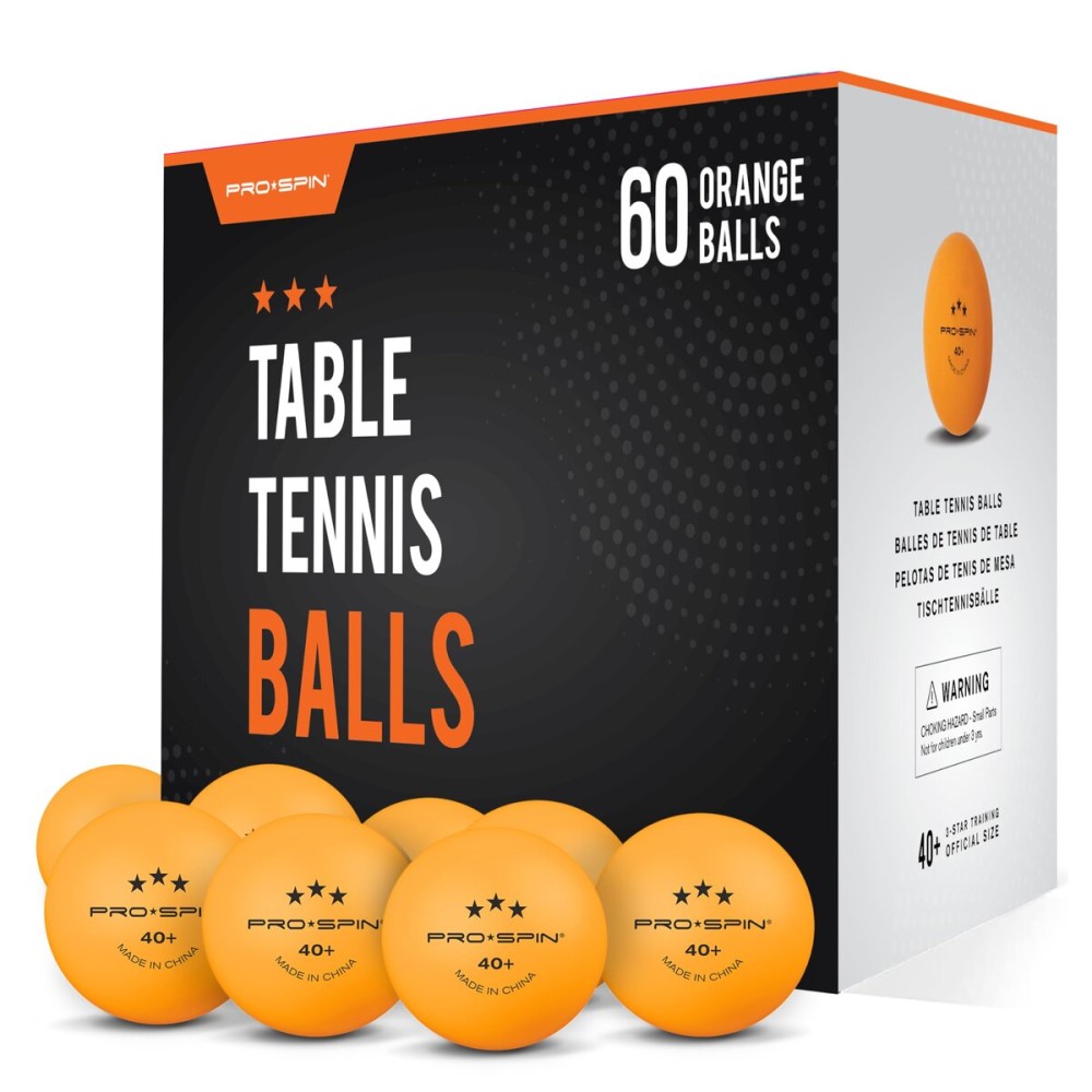 PRO-SPIN Ping Pong Balls - Orange 3-Star Training Table Tennis Balls (Pack of 60) | High-Performance 40+ ABS Training Balls | Ultimate Durability for Indoor/Outdoor Ping Pong Tables