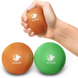 Serenilite 2 Ball Bundle Green, Orange, Stress Balls for Adults, Anxiety Relief Items, Grip Strength Trainer, Meditation Accessories, Physical Therapy Equipment, Fidget Ball, Hand Grip Strengthener.