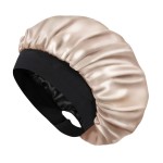 Hat Hut Satin Bonnet Silk Bonnet Sleep Cap for Women Hair Bonnet for Curly Natural Hair Sleeping Adjustable Wide Band Double Layer (Champagne)