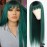 QD-Tizer Dark Green Hair Long Straight Synthetic Hair Wigs with Bangs Ombre Green Color Dark Roots Colorful Hair Replacement Wigs Cosplay Party Wig