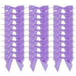 AIMUDI Lavender Satin Ribbon Twist Tie Bows 3.5 Purple Pretied Bows Premade Craft Bows for Treat Bags Cake Pop Gift Wrapping Basket Wedding Favors Cookie Candy Bagging Baby Shower - 50 Counts