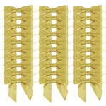AIMUDI Gold Satin Ribbon Twist Tie Bows 3.5 Pre-Tie Wreath Bows Premade Gold Gift Bows for Treat Bags Cake Pop Crafts Wedding Favors Goodie Bags Christmas Tree Baby Shower - 50 Counts