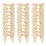 AIMUDI Champagne Bows for Gift Wrapping 3.5 Pre Tied Small Christmas Tree Bows Premade Twist Tie Bows for Treat Bags Small Bows for Crafts Wedding Holiday Decoration- 50 Counts