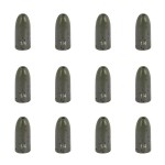 Fishfun Tungsten Bullet Fishing Weights, Insert Free Worm Sinkers, 5 Pack, 1/16oz, Green Pumpkin