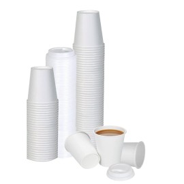Smygoods White Disposable Paper Coffee Cups with Lids (8 OZ, 25 Count) For Hot Beverages, Tea, Espresso, Cocoa - To Go Drink Containers, Caf & Office