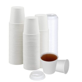 Smygoods White Disposable Paper Coffee Cups with Lids (4 OZ, 25 Count) For Hot Beverages, Tea, Espresso, Cocoa - To Go Drink Containers, Caf & Office