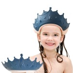 FUSACONY Baby Shower Cap Shield, Shower Cap for Kids, Visor Hat for Eye and Ear Protection for 0-9 Years Old Children, Cute Crown Shape Makes The Baby Bath More Fun(Blue)