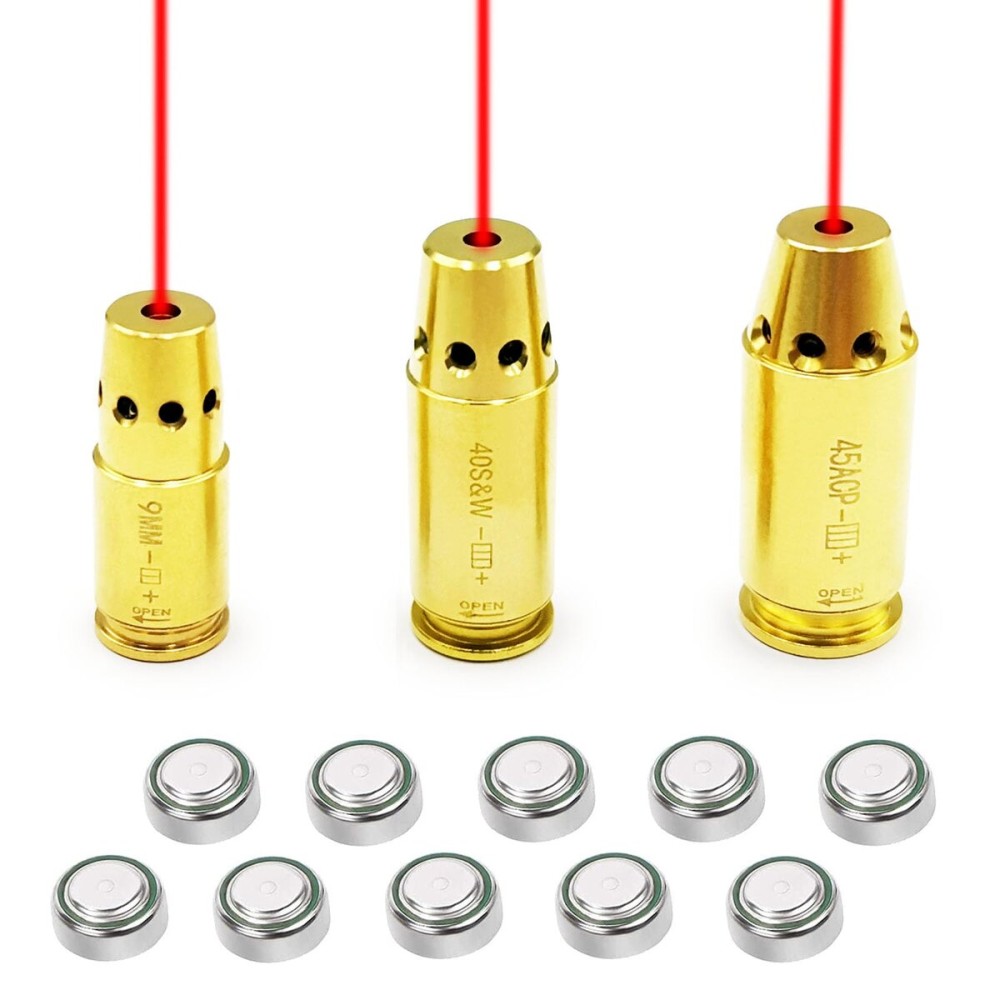 Bayattoo Laser Bore Sight kit 9mm/.40S&W/.45ACP Laser Boresighter with 9pcs Batteries
