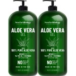 New York Biology Aloe Vera Gel for Face, Skin and Hair - Infused with Tea Tree Oil - From Fresh Aloe Vera Plant - Moisturizing Aloe Vera for Sunburn Relief and Dry Skin - 16.9 Fl Oz - Pack of 2