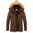 WenVen Men\'s Winter Coat Puffy Jacket with Fur Removable Hood (Coffee, 3XL)