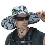 Leotruny Men Wide Brim Sun Hats UPF50+ Waterproof Breathable Bonnie Hat for Fishing, Hiking, Camping (C09-light Gray camo)