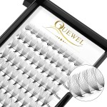QUEWEL Premade Fans Middle Part 3D  10D 12D 14D | 0.05/0.07/0.10 | Curl C/D | 10-18mm Length | Long Lasting Easy Application Long Stem Russian Volume Eyelash Extensions (14D-0.05C-11)