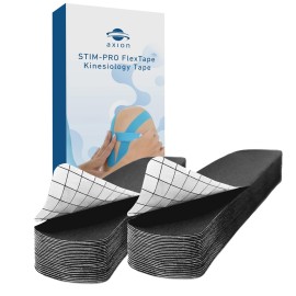 50 Precut axion Kinesiology Tapes Strips | Black Pre-Cut Sport Tape Strips 10x2in | Waterproof  Skin-Friendly  Elastic | Kinesiotape | Ideal for Sports