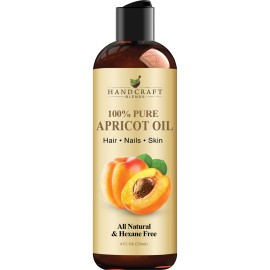 Handcraft Blends Apricot Kernel Oil - Cold-Pressed 8 Fl Oz - 100% Pure and Natural - Premium Grade Carrier Oil for Skin and Hair - Hair and Body - Massage - Hexane-Free