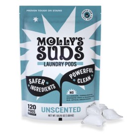 Molly\'s Suds Laundry Detergent Pods | Clean Detergent for Sensitive Skin | Ultra Concentrated and Stain Fighting | Unscented - 120 Count (Value Pack)