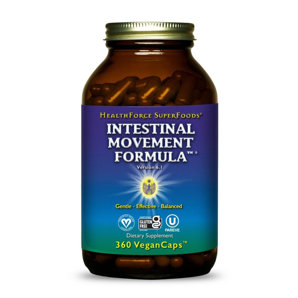 HealthForce SuperFoods Intestinal Movement Formula - Natural Laxative Supports Bowel Regularity - All-Natural Digestion Supplement to Support Constipation - Gluten-Free & Vegan - 360 Caps