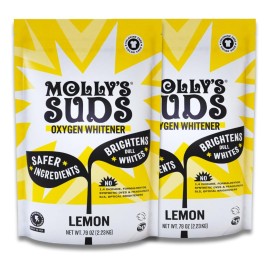 Molly\'s Suds Oxygen Whitener | Powerful Bleach Alternative, Chlorine Free & Color Safe | Brightens Whites and Removes Stains (Pure Lemon Essential Oil - 158 oz)