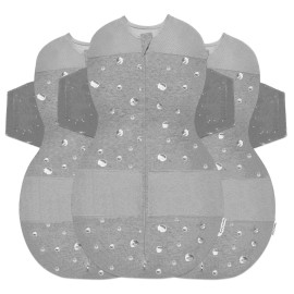 Happiest Baby SNOO Sleep Sack - 100% Organic Cotton Baby Swaddle Blanket - Doctor Designed Promotes Healthy Hip Development - 3-Pack Bundle (Graphite Planets, S, M, L)