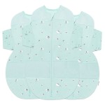 Happiest Baby SNOO Sleep Sack - 100% Organic Cotton Baby Swaddle Blanket - Doctor Designed Promotes Healthy Hip Development - 3-Pack Bundle (Teal Planets, S, M, L)