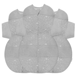 Happiest Baby SNOO Sleep Sack - 100% Organic Cotton Baby Swaddle Blanket - Doctor Designed Promotes Healthy Hip Development - 3-Pack Bundle (Graphite Stars, S, M, L)