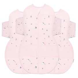 Happiest Baby SNOO Sleep Sack - 100% Organic Cotton Baby Swaddle Blanket - Doctor Designed Promotes Healthy Hip Development - 3-Pack Bundle (Rose Planets, S, M, L)