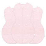 Happiest Baby Sleepea 5-Second Swaddle - 100% Organic Cotton Baby Swaddle Blanket - Doctor Designed Promotes Healthy Hip Development - 3-Pack Bundle (Rose Stars, S, M, L)