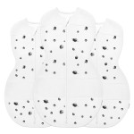 Happiest Baby Sleepea 5-Second Swaddle - 100% Organic Cotton Baby Swaddle Blanket - Doctor Designed Promotes Healthy Hip Development - 3-Pack Newborn Bundle (Ivory Planets, 2 x Small, 1 x Medium)