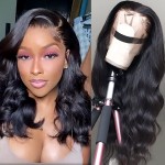SENSAIRUITE Lace Front Wigs Human Hair Pre Plucked Glueless Wigs Wide Lace 180 Density Human Hair Wigs 13x4 Body Wave Wig 18 Inches Natural Color