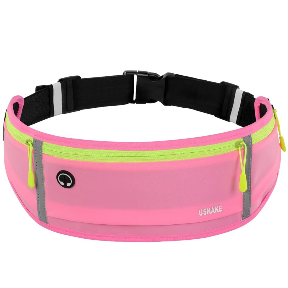 USHAKE Slim Running Belt, Workout Fanny Pack for Men Women,Exercise Waist Pack for Apple iPhone Holder, Runner Belt for Running Walking Cycling Camping Gym