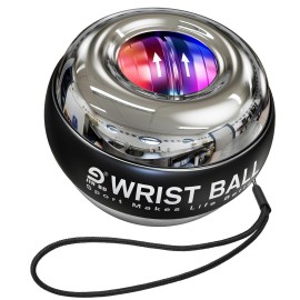 JIN BD Wrist Trainer Ball Auto-Start Wrist Strengthener Gyroscopic Forearm Exerciser Gyro Ball for Strengthen Arms, Fingers, Wrist Bones and Muscles with LED Light, (Silver Metal)