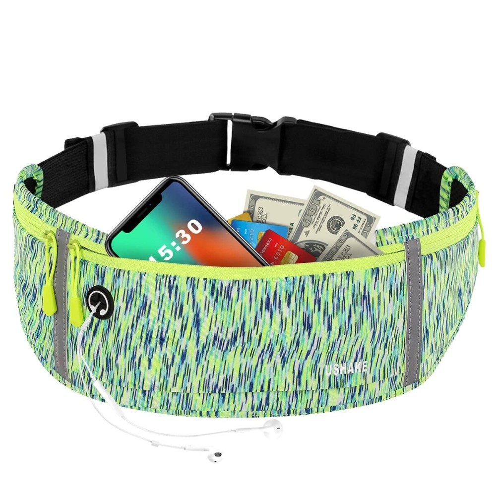 USHAKE Slim Running Belt, Workout Fanny Pack for Men Women,Exercise Waist Pack for Apple iPhone Holder, Runner Belt for Running Walking Cycling Camping Gym