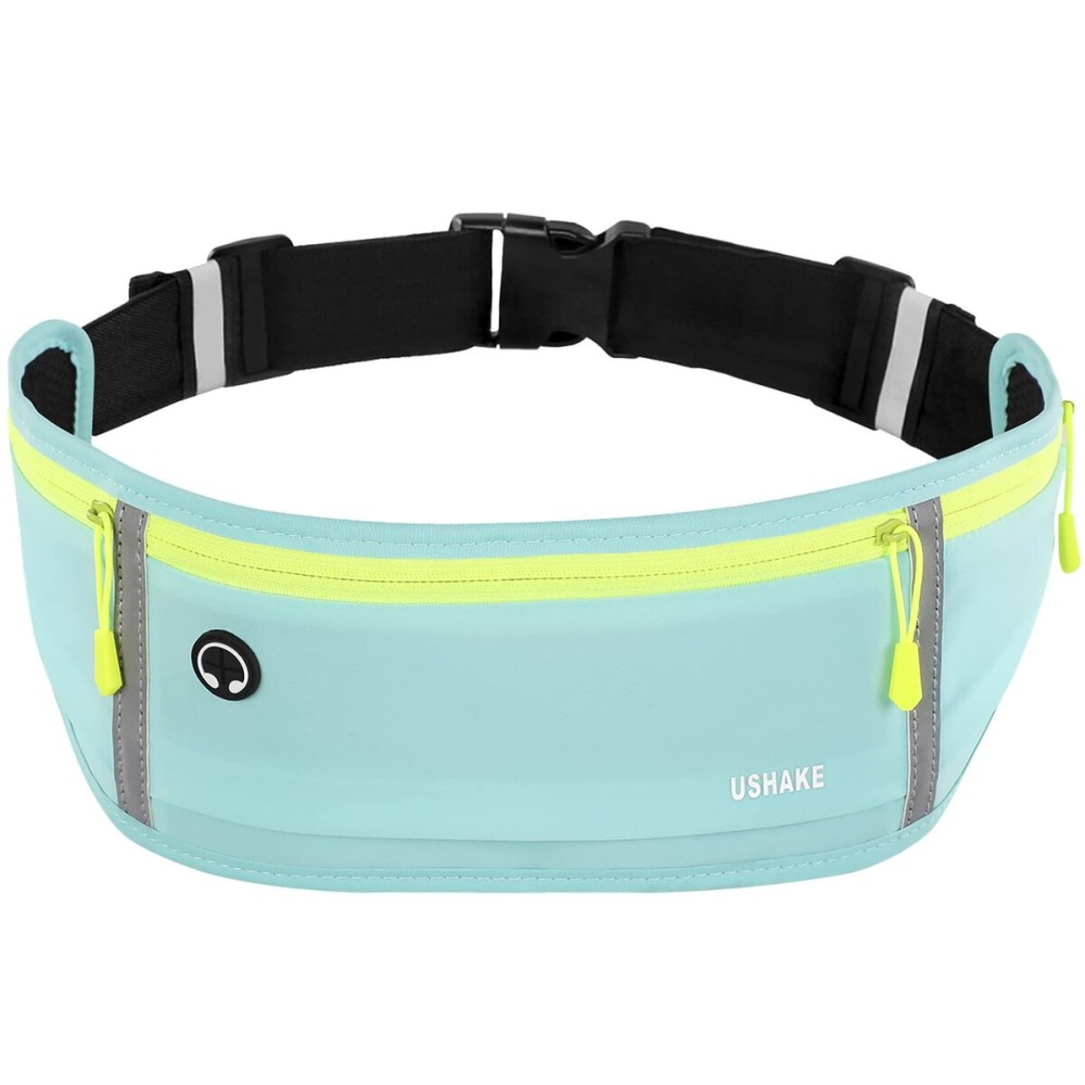 USHAKE Slim Running Belt, Workout Fanny Pack for Men Women,Exercise Waist Pack for Apple iPhone Holder, Runner Belt for Running Walking Cycling Camping Gym Mint blue