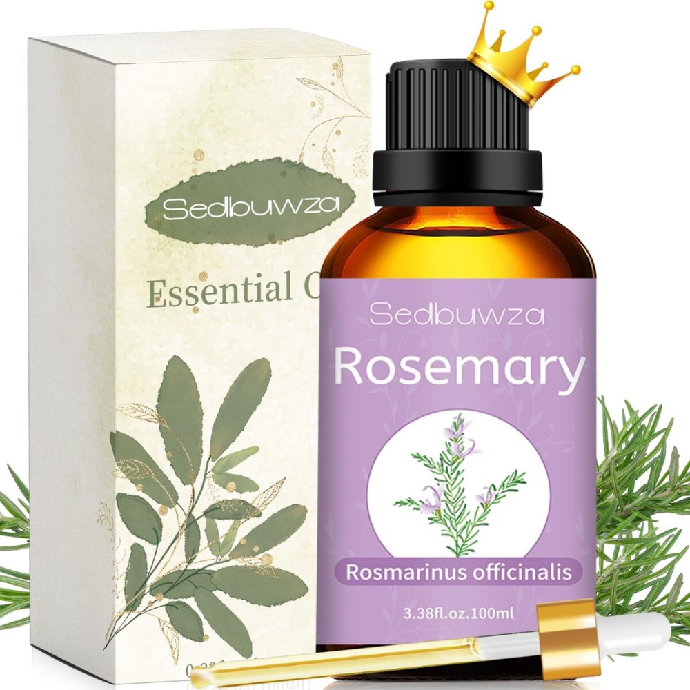 Sedbuwza Rosemary Essential Oil, Rosemary Oil 100% Pure Natural Rosemary Fragrance Oil for Massage Diffuser Humidifier Candle Soap Aromatherapy Making - 3.38 OZ
