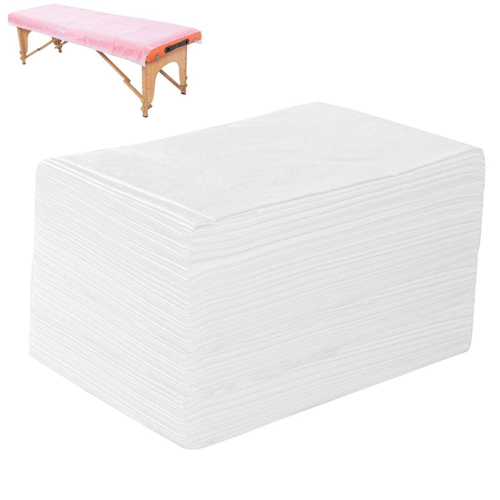 50PCS Massage Table Sheets Disposable Non Woven SPA Bed Cover Breathable Polypropylene Fabric 31 x 70 Thin, Not Waterproof (White)