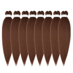 Ubeleco Pre Stretched Braiding Hair, 14-inch Braiding Hair, 8 Packs Soft Yaki Texture,No Itch, Hot Water Setting Synthetic Hair Extensions for Braids Auburn Brown(14in,30)