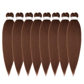 Ubeleco Pre Stretched Braiding Hair, 14-inch Braiding Hair, 8 Packs Soft Yaki Texture,No Itch, Hot Water Setting Synthetic Hair Extensions for Braids Auburn Brown(14in,30)