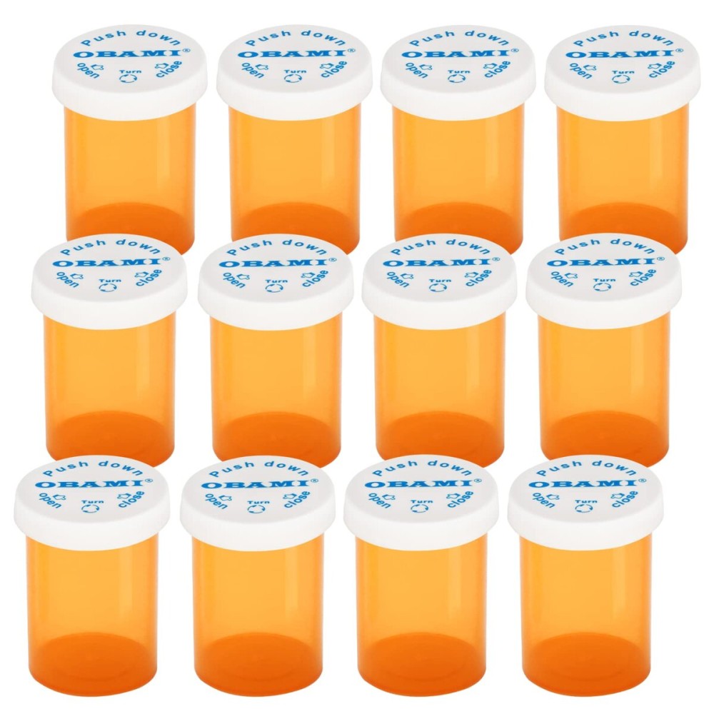 Plastic Medicine Pill Bottles with Child Resistant Caps - Push Down and Turn - Prescription Vial, Medicine Container, Pill Cases Dispenser Organizers (12pcs, 20 Dram)