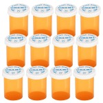 Plastic Medicine Pill Bottles with Child Resistant Caps - Push Down and Turn - Prescription Vial, Medicine Container, Pill Cases Dispenser Organizers (12pcs, 20 Dram)
