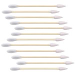 1000 Count Organic Bamboo Cotton Swabs - Pointy/Round Head Biodegradable Wooden Cotton Buds for Ear, Plastic Free Double Ear Cotton Sticks for Cleaning, Makeup