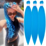 Blue Braiding Hair Pre Stretched Box Braids Hair Extension 26 Inch for Braiding(Pack of 3)
