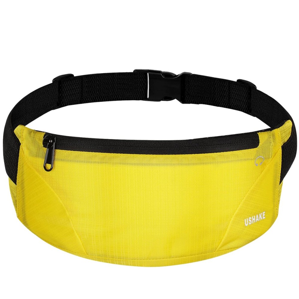 USHAKE Running Belt,Men or Women Ultra Light Bounce Free Waist Pouch Bag Fitness Workout Belt Sport Waist Pack Exercise Waist Bag for iPhone Samsung LG in Running Gym Marathon (YELLOW)