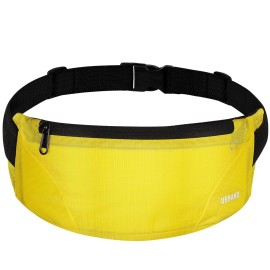 USHAKE Running Belt,Men or Women Ultra Light Bounce Free Waist Pouch Bag Fitness Workout Belt Sport Waist Pack Exercise Waist Bag for iPhone Samsung LG in Running Gym Marathon (YELLOW)