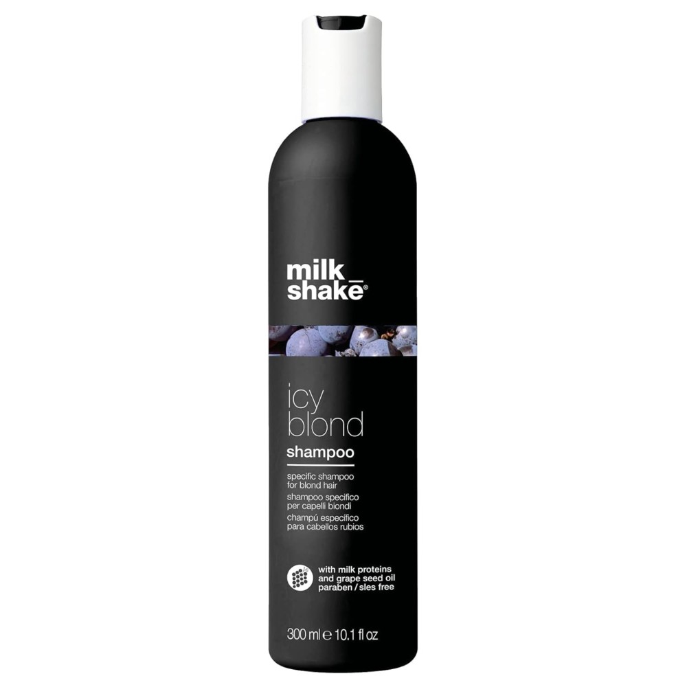 milk_shake icy blond shampoo | award winning shampoo with black pigment to cool brassy tones and enhance platinum blonde hair | ideal for maintaining icy, ash-toned color 10.1 fl oz