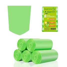 Inwaysin Medium Compostable Trash Bags - 8 Gallon, 30L (Clear Green, 20 Count Pack of 5) - Budget-Friendly Replacement for Simple Human H/J/G Trash Bags