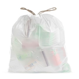 Ultrasac 18 Gallon 2.0 MIL White Drawstring Trash Bags - 25 x 28 - Pack of 50 - For Home, Outdoor, Industrial, & Commercial