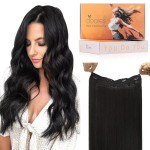 DOORES Wire Hair Extensions 12 Inch 70 g Remy Human Wire Hair Extensions Invisible Transparent Line Adjustable Hairpieces Secret Extensions Straight Hair Natural Black
