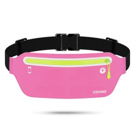 USHAKE Slim Running Belt, Ultra Light Bounce Free Waist Pouch Fitness Workout Belt Sport Waist Pack Exercise Waist Bag for Apple iPhone Samsung in Running Gym Marathon Cycling(04P)