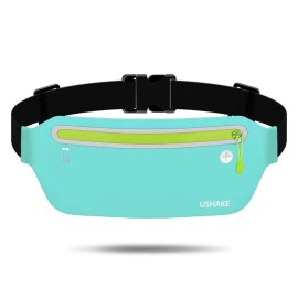 USHAKE Slim Running Belt, Ultra Light Bounce Free Waist Pouch Fitness Workout Belt Sport Waist Pack Exercise Waist Bag for Apple iPhone Samsung in Running Gym Marathon Cycling(04MB)